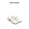lost in echo设计师品牌胶囊系列缝线拼接方头粗跟牛仔真皮高跟凉拖 商品缩略图0