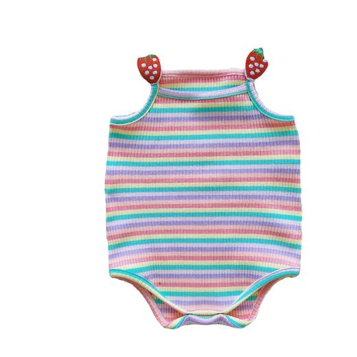 婴儿吊带包屁衣 0-2岁婴儿彩虹条纹哈衣婴儿翅膀连体衣新生儿衣服 商品图4