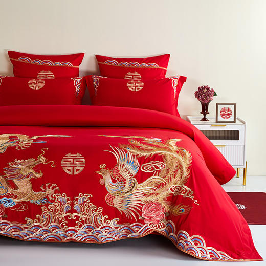 佳丽斯全棉婚庆套件/龙凤呈祥/大红色婚嫁高级感喜被婚床 商品图6