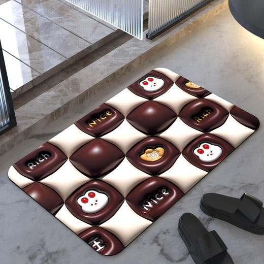 3D立体地垫泡泡膨胀效果天然橡胶软硅藻泥科技布浴室地垫速干防滑 商品图14