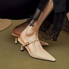 里外全头层皮，法式女人味包头凉鞋PS1263