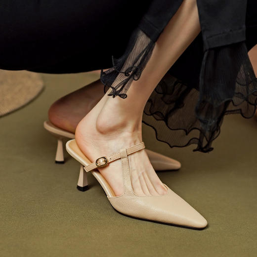 里外全头层皮，法式女人味包头凉鞋PS1263 商品图0