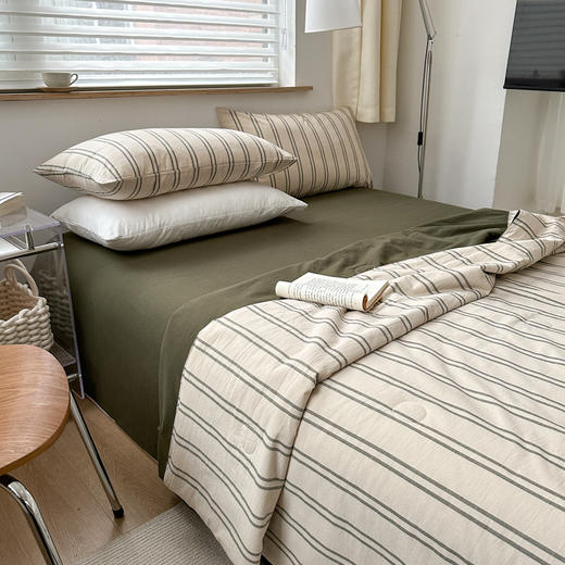 【水洗棉夏被】水洗棉夏被大豆纤维夏凉被条纹纯色空调被夏天被子 商品图2