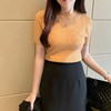 2023夏季新款套头纯色圆领上衣女时尚修身洋气短袖针织衫 商品缩略图13