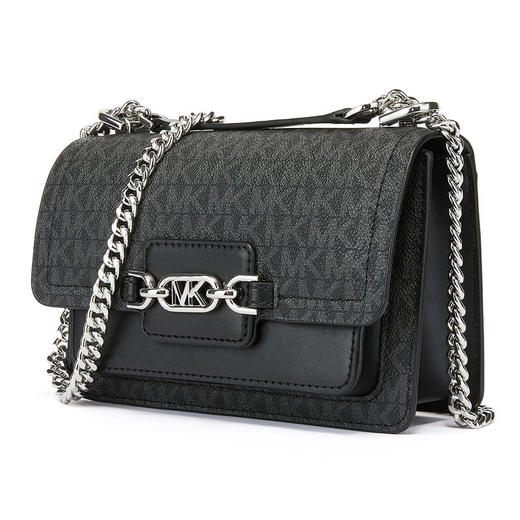 MICHAEL KORS 迈克·科尔斯 2023春夏新品 女士Heather系列小号老花链条斜挎包 黑色 32S2S7HC0V 商品图1