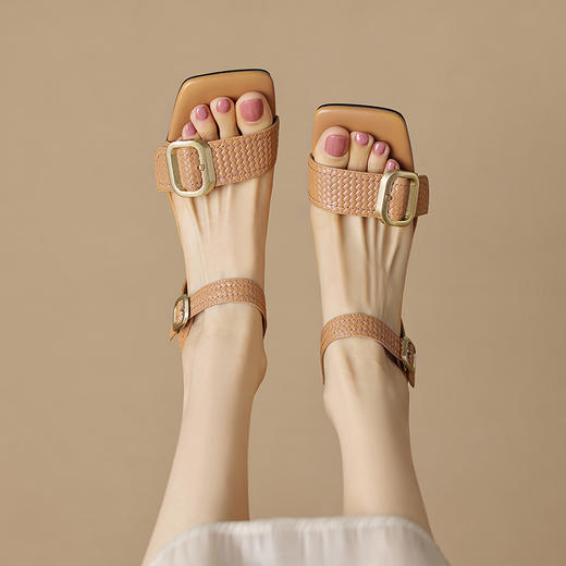 时尚通勤，纯色金属扣真皮凉鞋DP-9700 商品图12