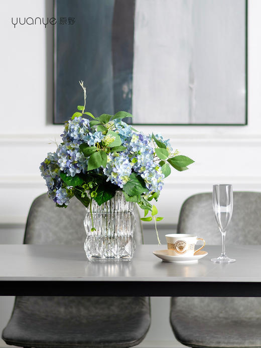 高品质绣球花仿真花束高档客厅茶几餐厅桌酒店摆花假花玻璃摆设件 商品图3