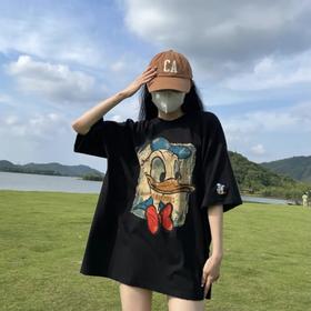 100%纯棉短袖t恤女2023年夏季新款印花韩版vintage设计感小众上衣