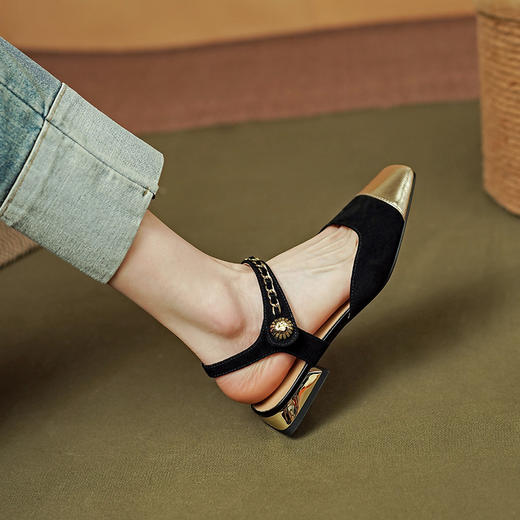 里外全头层皮，法式女人味包头凉鞋PS1265 商品图1