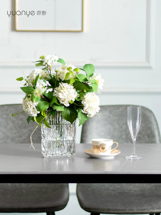 高品质绣球花仿真花束高档客厅茶几餐厅桌酒店摆花假花玻璃摆设件 商品图10