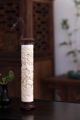 夜游赤壁°猛犸牙雕香筒