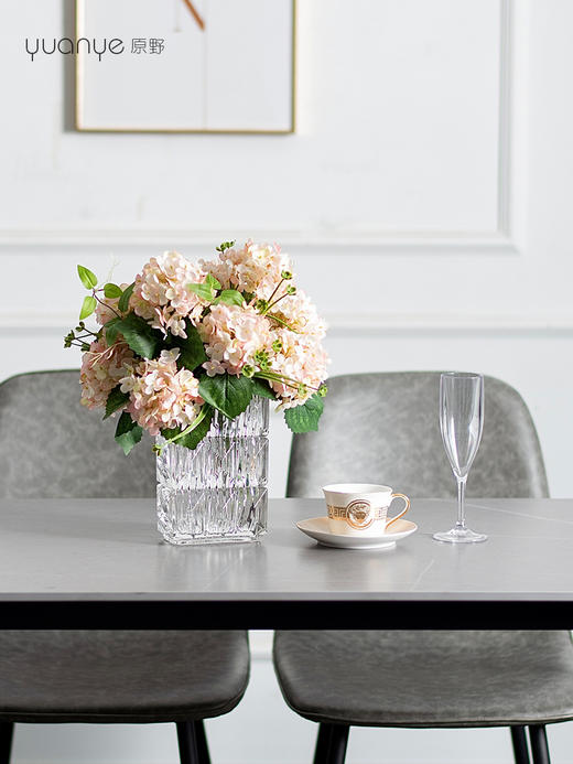 高品质绣球花仿真花束高档客厅茶几餐厅桌酒店摆花假花玻璃摆设件 商品图6