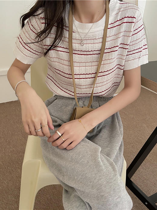 针织衫修身女装2023新款夏季打底衫短袖上衣服小香甜辣妹风ins潮 商品图3