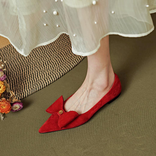 蝴蝶结平底舒适，绒面时尚单鞋PS1261 商品图7