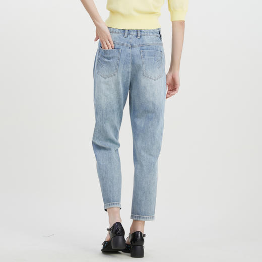 谜底绣花牛仔裤女2023夏季新款复古高腰宽松萝卜九分裤232MK0534 商品图2