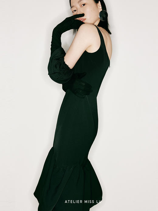 【深海人鱼】不规则人鱼花苞裙摆修身方领连衣裙/23000024A 商品图3