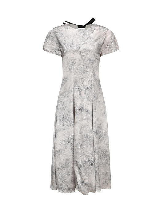 【水墨花园】品牌定制桑蚕丝印花廓形袖大摆斜裁连衣裙/23000039A 商品图4