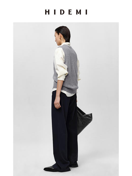 HIDEMI 流苏提花剪刀领拼接奶油白廓形衬衫 商品图4