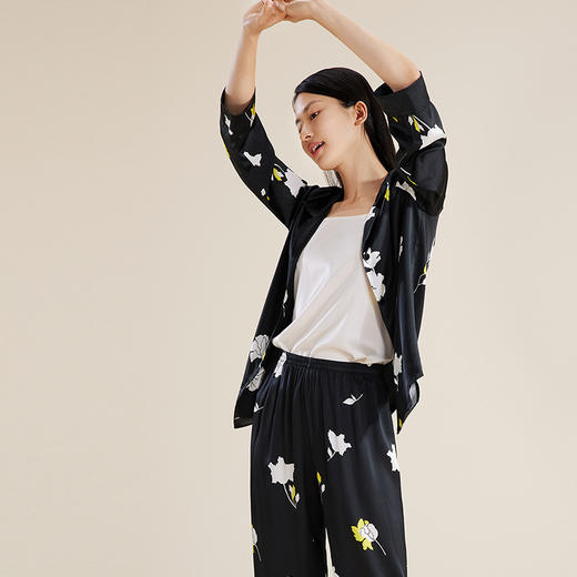 【真丝珍珠缎】100%桑蚕丝女印花时尚不易皱衣裤套可外穿春夏金三塔  YSFDB202 商品图1