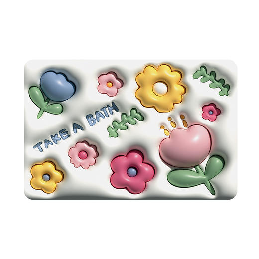 3D立体地垫泡泡膨胀效果天然橡胶软硅藻泥科技布浴室地垫速干防滑 商品图4