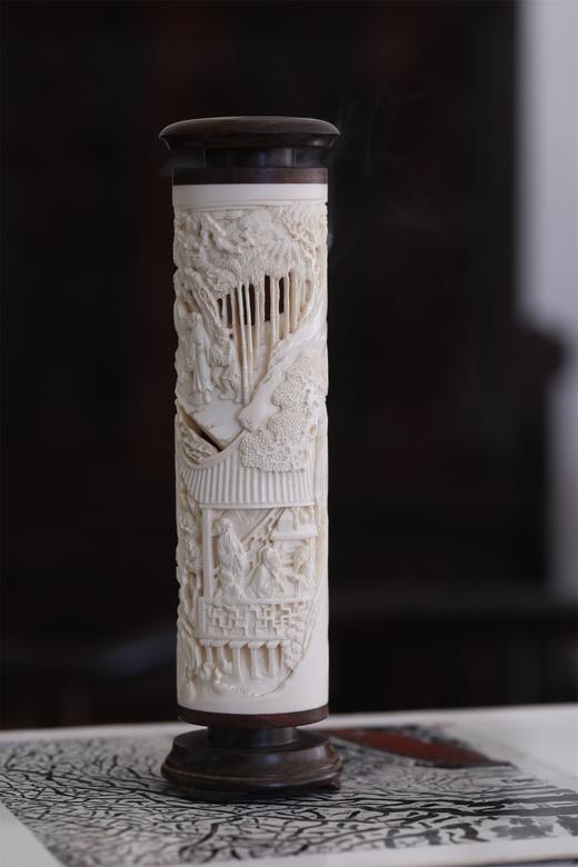 新兰亭°猛犸牙雕香筒 商品图0