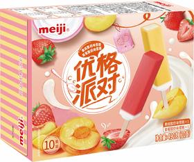 明治黄桃酸奶、草莓酸奶雪糕490G〈10支彩盒装〉