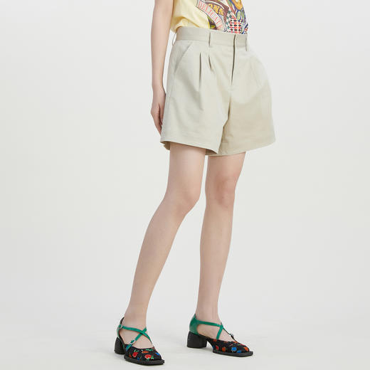 谜底阔腿短裤女2023夏季新款时尚百搭纯色宽松A型裤子232MK0725 商品图1