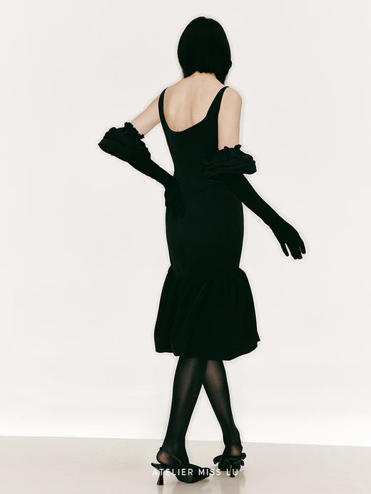 【深海人鱼】不规则人鱼花苞裙摆修身方领连衣裙/23000024A 商品图1