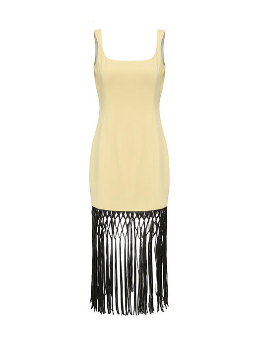 【罗织】重工流苏编织下摆沙漏方领撞色连衣裙/23000041B 商品图4