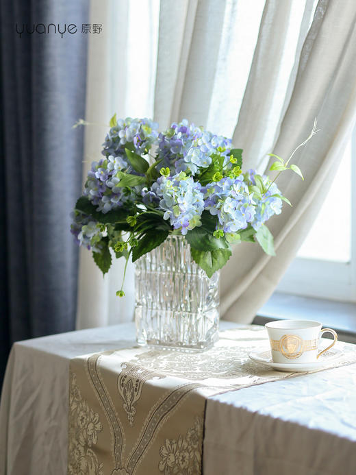 高品质绣球花仿真花束高档客厅茶几餐厅桌酒店摆花假花玻璃摆设件 商品图8