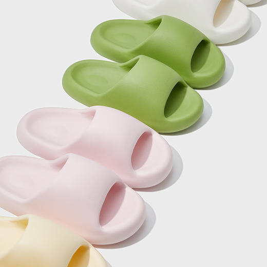 【第二双0元】沐初良品气垫面包拖鞋男女 羽毛般轻盈静音不压脚 软弹厚底踩屎感 防滑纹理糖果色系 时尚情侣新款 商品图1