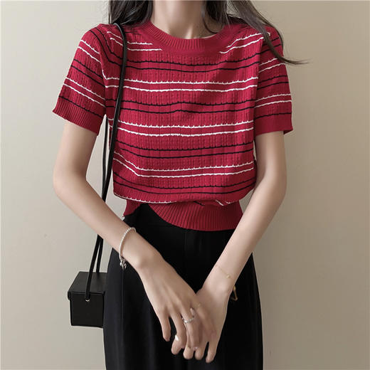 针织衫修身女装2023新款夏季打底衫短袖上衣服小香甜辣妹风ins潮 商品图6