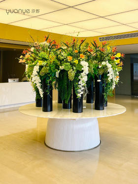 高档酒店大堂仿真假花摆设件圆桌大厅售楼商场会所组合定制装饰花