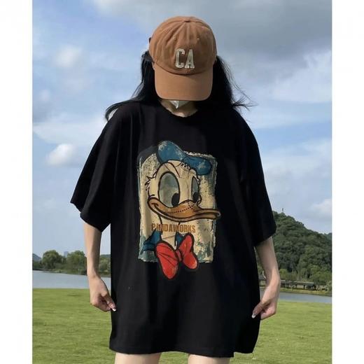 100%纯棉短袖t恤女2023年夏季新款印花韩版vintage设计感小众上衣 商品图3