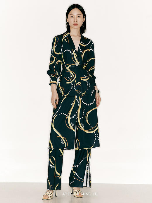 【烟火银河】品牌定制印花大口袋造型风衣外套/23000045A 商品图0