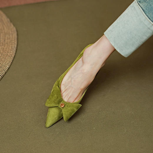 蝴蝶结平底舒适，绒面时尚单鞋PS1261 商品图1