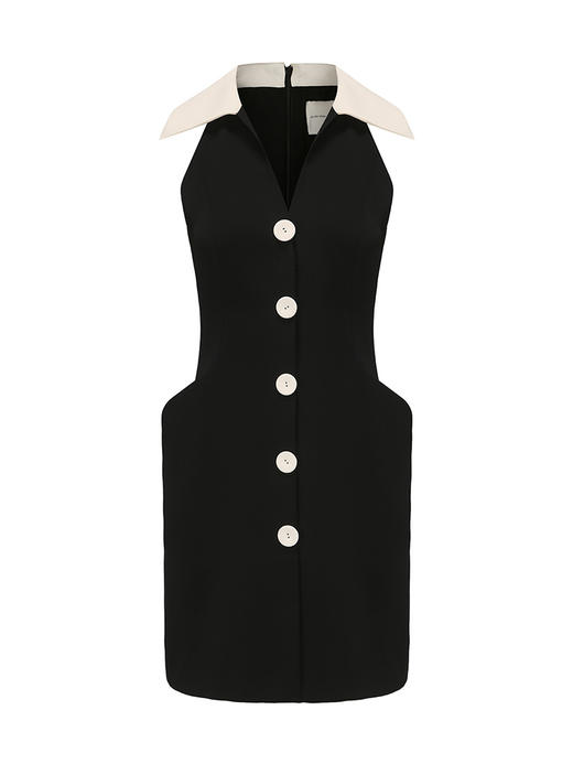 【戴安娜】廓形口袋拼色翻领削肩连衣裙/23000018 商品图4