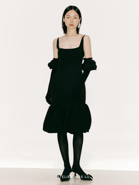 【深海人鱼】不规则人鱼花苞裙摆修身方领连衣裙/23000024A