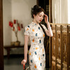 花罗双层旗袍，日常复古改良立领连衣裙旗袍ZA-82268 商品缩略图4