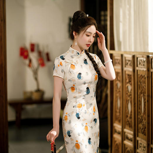 花罗双层旗袍，日常复古改良立领连衣裙旗袍ZA-82268 商品图4