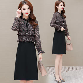 新款妈妈印花时尚假两件包臀连衣裙YSM-16167