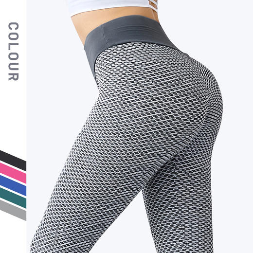 跨境欧美蜂窝瑜伽裤女高腰提臀健身裤跑步运动紧身裤健美瑜伽裤 商品图0