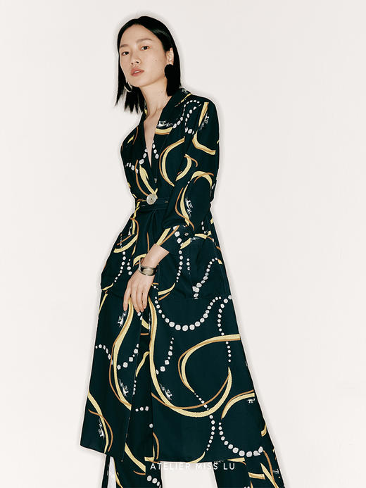 【烟火银河】品牌定制印花大口袋造型风衣外套/23000045A 商品图1