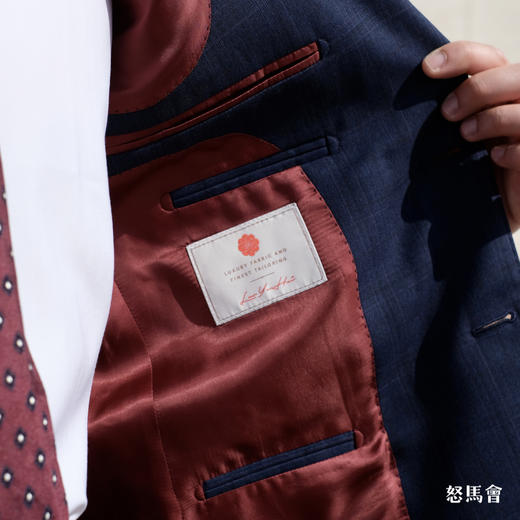 Scabal Eton 伊顿 Super 130's 澳洲美丽诺羊毛藏蓝色暗格纹全麻衬套装 商品图6