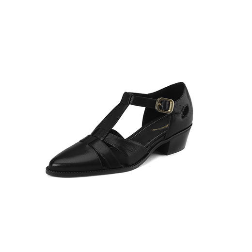 休闲舒适，复古纯色真皮低跟凉鞋DP-A9011 商品图13