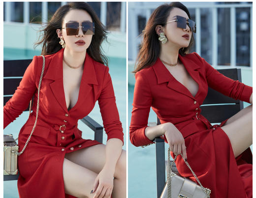 “波伏娃” 复古优雅 港风 电影感 高级性感连衣裙 FT1XC4043 颈袖添香 商品图3