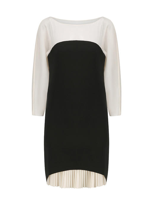 【月牙弯】下摆百褶拼接后背U形薄纱长袖连衣裙/23000023 商品图4