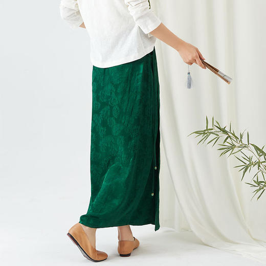 致橡树2023春季新款中式提花一片式系带裹裙F230222 商品图3