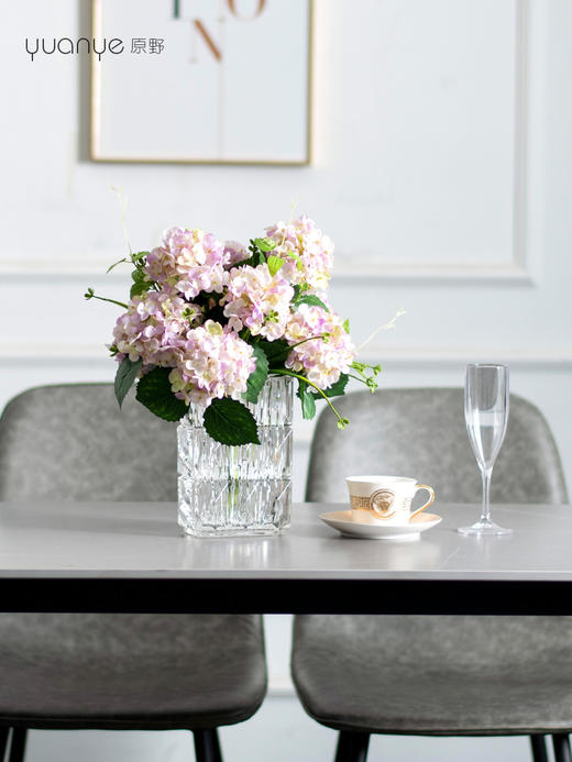 高品质绣球花仿真花束高档客厅茶几餐厅桌酒店摆花假花玻璃摆设件 商品图9