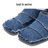 lost in echo设计师品牌胶囊系列缝线拼接方头粗跟牛仔真皮高跟凉拖 商品缩略图4
